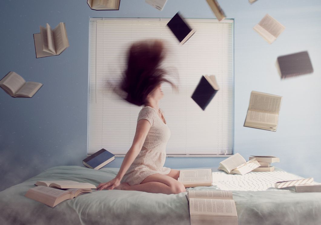 Girl and books