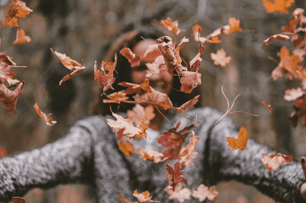 girl and leaves