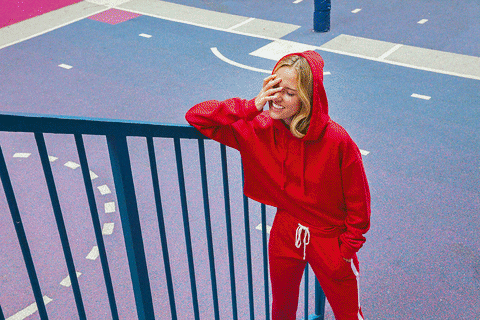 Girl wearing a sweatsuit