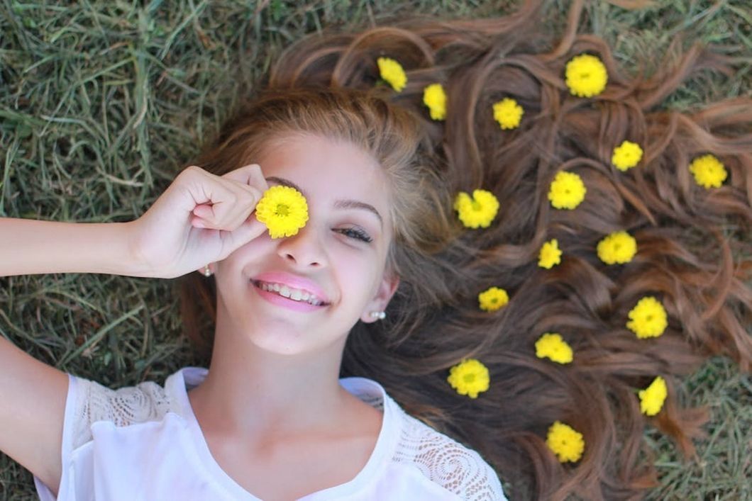 Girl with flowers in her hair