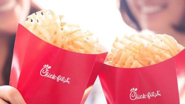 girls eating chick-fil-a waffle fries