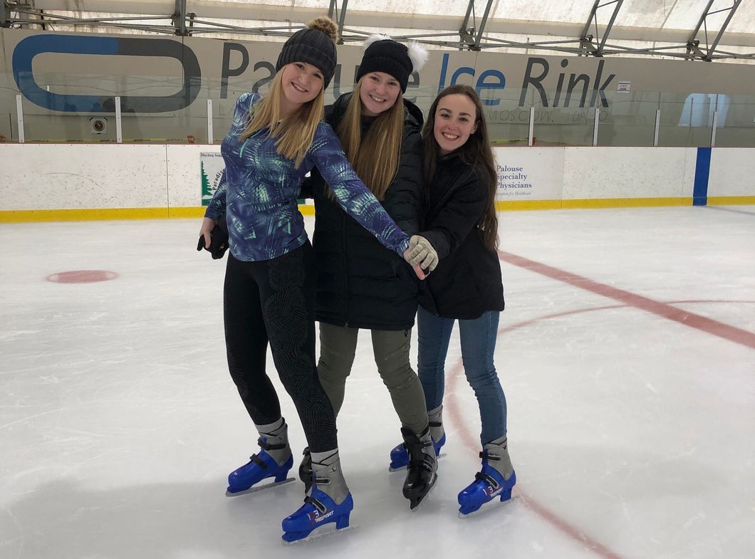 girls ice skating