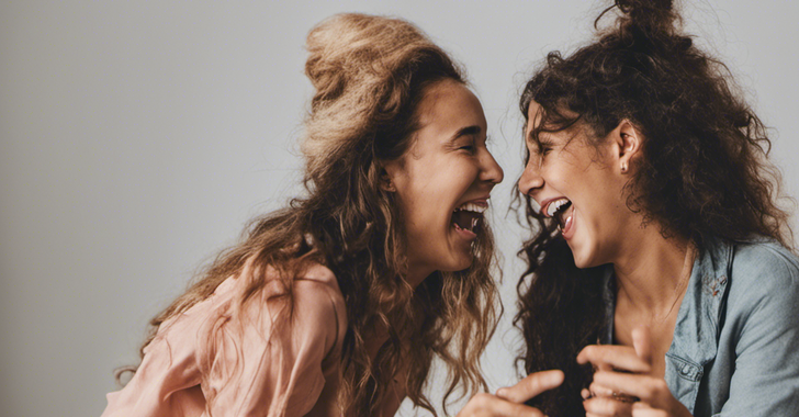 girls laughing, having fun during conversation