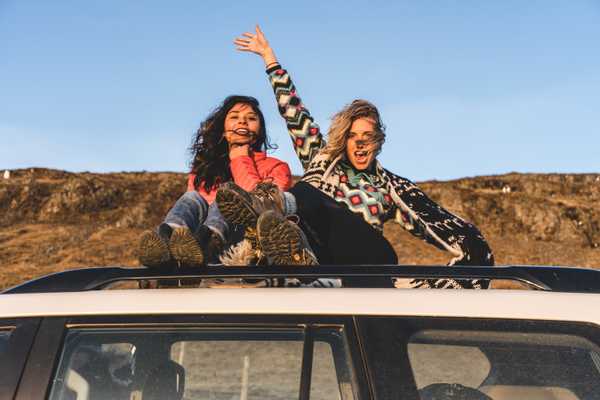 Girls on a car