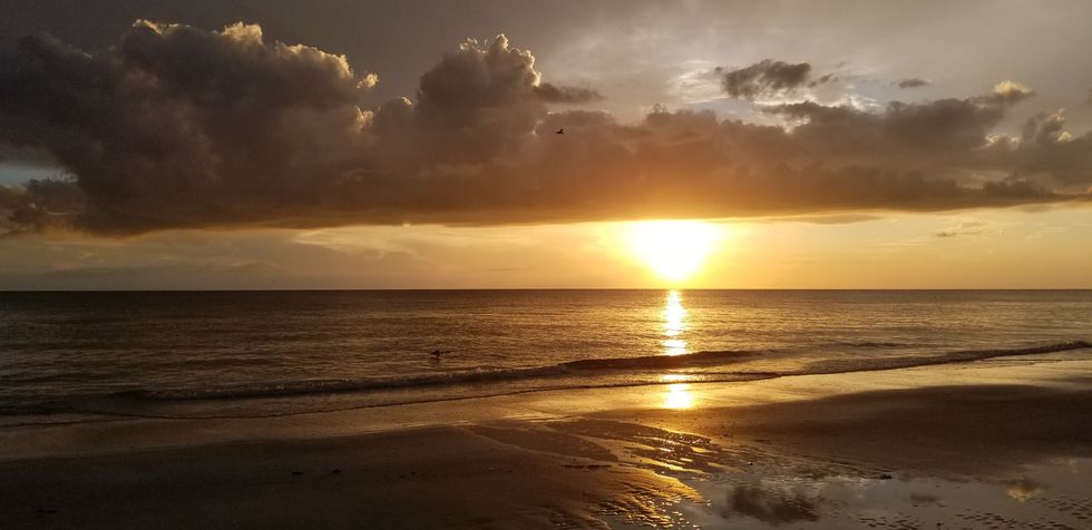 Golden Sunset Reflecting On The Ocean