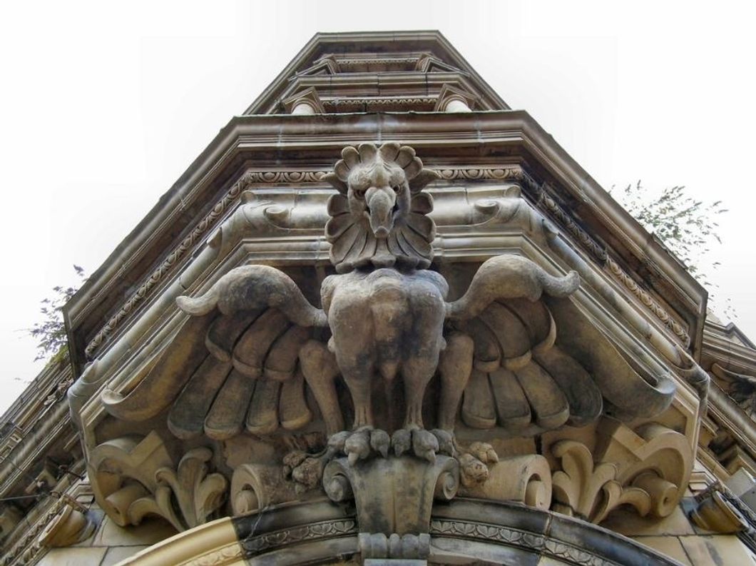 Griffin carving in Wales