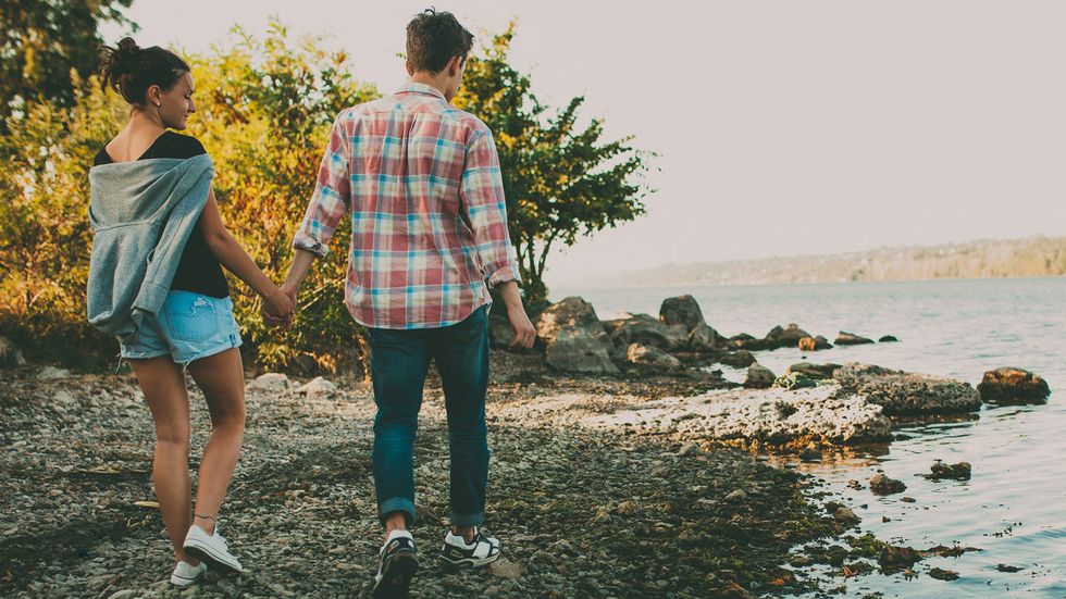 Guy walking with girl