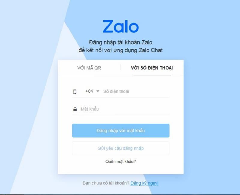 Hình ảnh đăng nhập Zalo Web