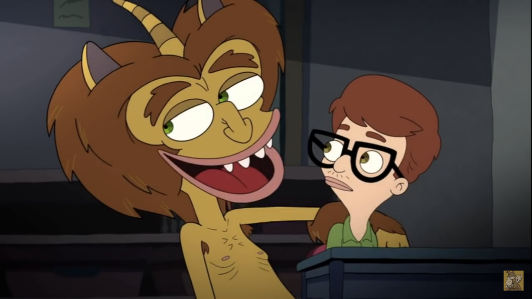 Hormone Monster speaking to Andrew in the classroom (Big Mouth)