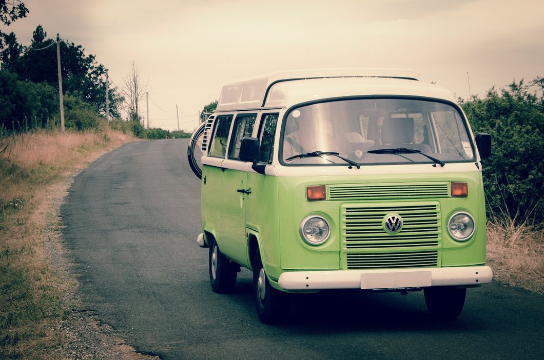 https://www.pexels.com/photo/green-and-white-volkswagen-combi-594384/