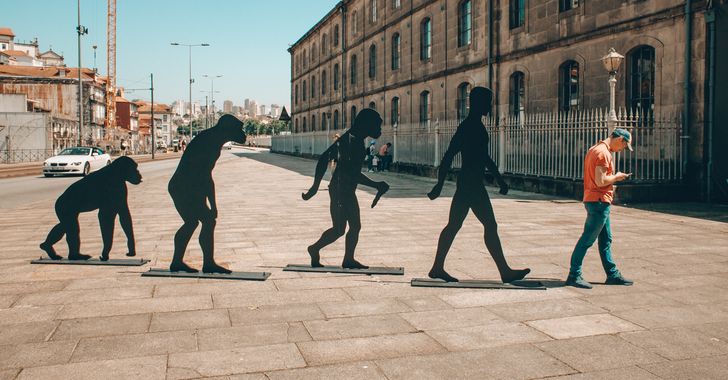 human evolution crossing the street
