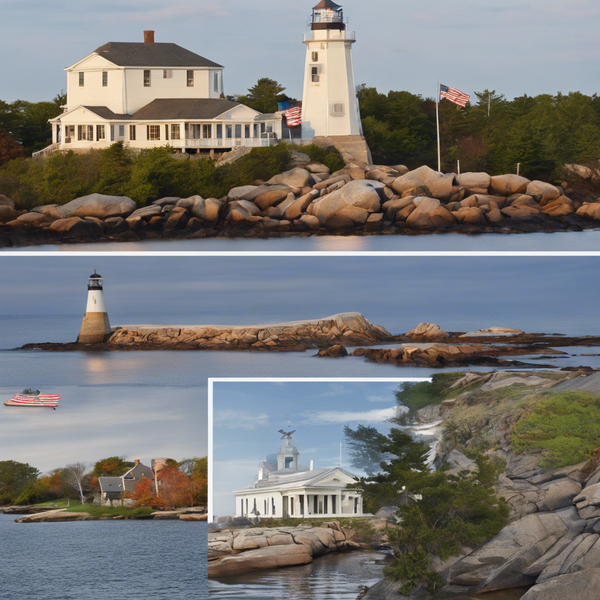 Illistrated image of Light houses and houses by the sea and on a lake