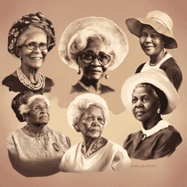 illistrated image of portraits of elderly woman