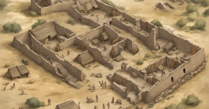 Illustration of old Neolithic settlement