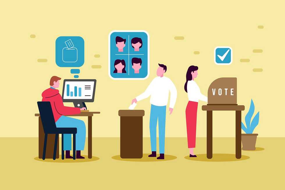Illustration of people voting on Election Day.