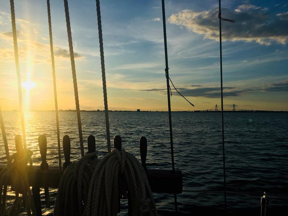 Setting Sail at Sunset on The Schooner Pride