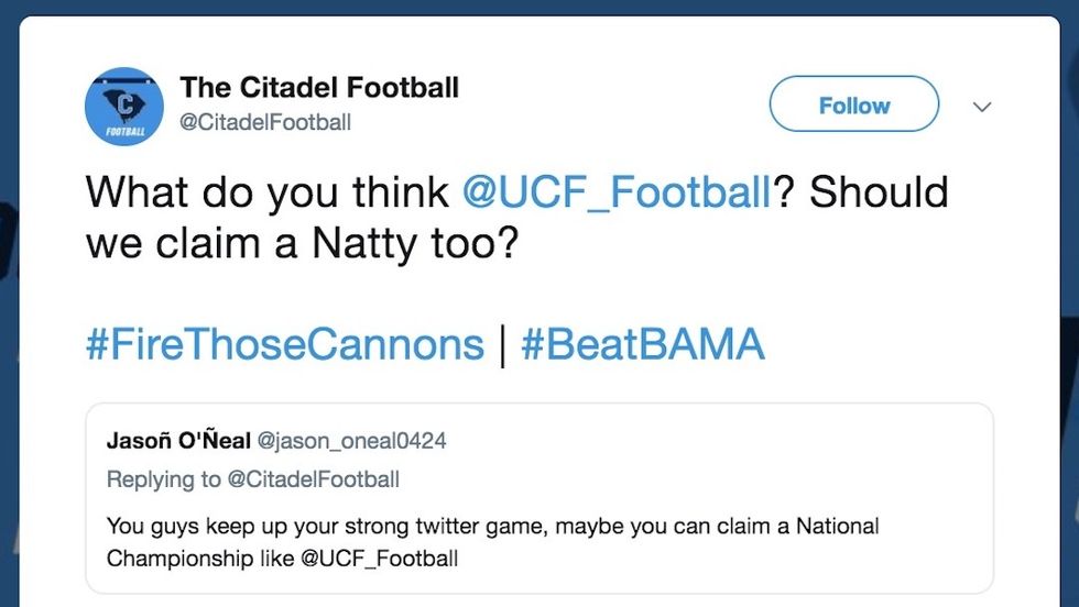 The Citadel May Not Win A Lot Of Football Games But At Least Their Twitter Game Is Strong