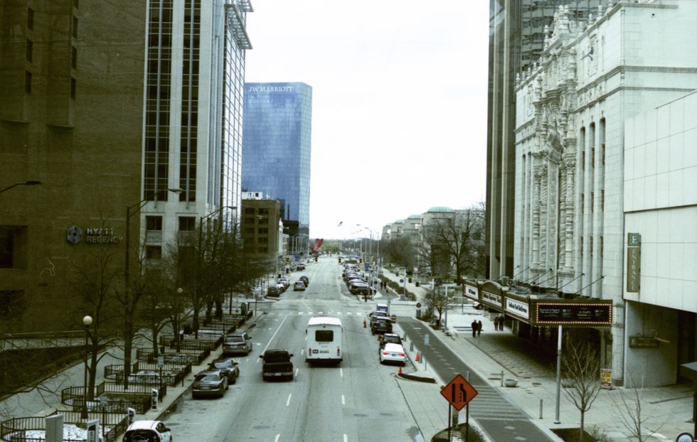 Analog Photography: Indianapolis on cross processed Fuji Provia 100F
