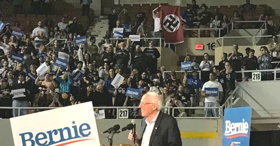 A Racist Brought A Literal Nazi Flag To A Bernie Sanders Rally So Maybe We Can Stop Worrying About 'Bernie Bros'