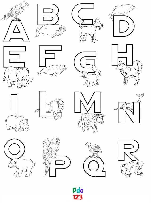 Alphabet Coloring Pages to print for kids - DDC123