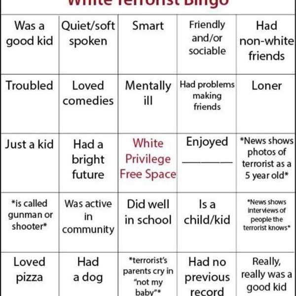 White Terrorist Bingo