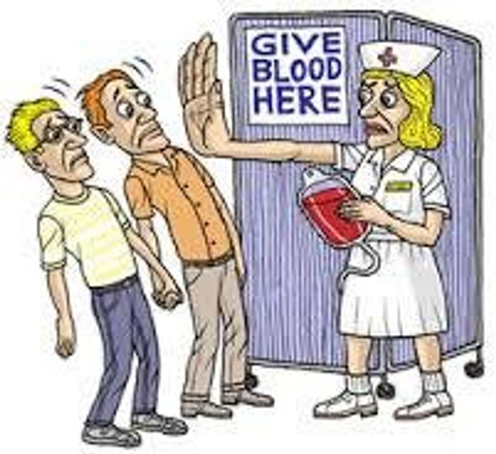 "Please Donate Blood! Unless You're Gay. We Don't Want Gay Blood"