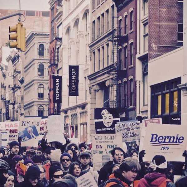 Bernie Sanders Speaks To An Overpacked Fox Theatre