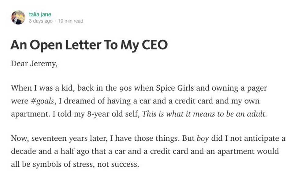 What I Learned From 'An Open Letter To My CEO'