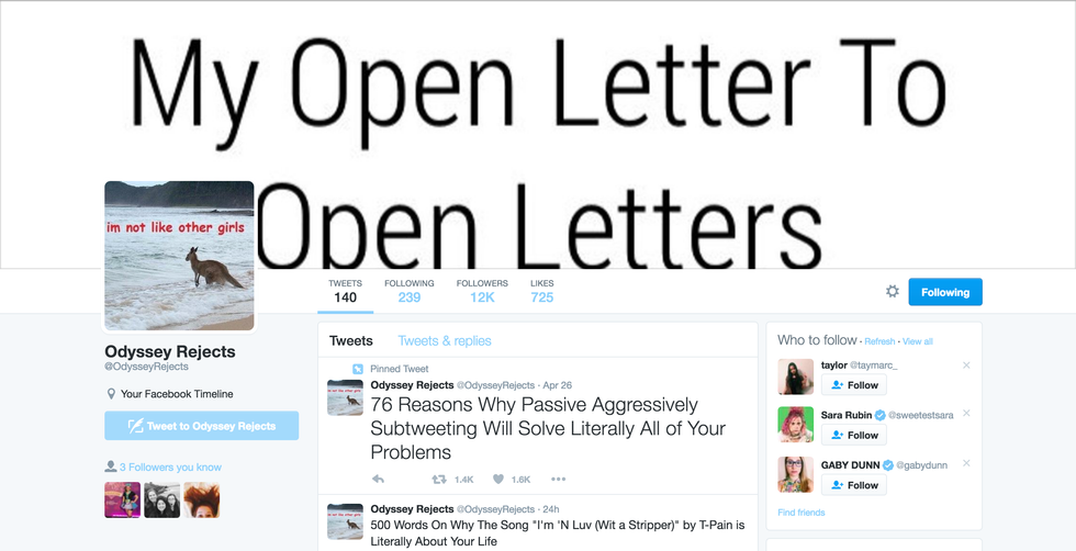 The Odyssey Rejects Twitter