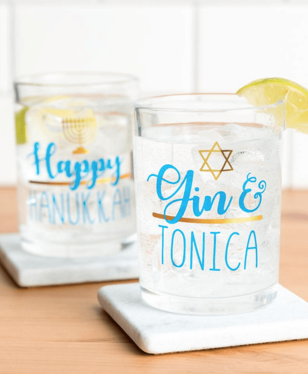 Hanukkah martini glass