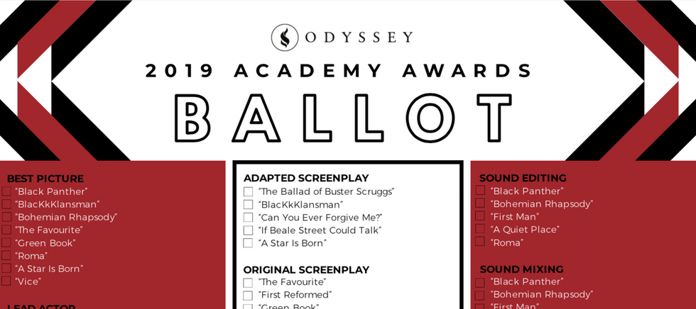Oscars 2019 Are Upon Us: Track Your Predictions With This Printable, Pool-Friendly Ballot