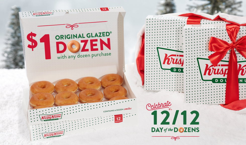 Krispy Kreme Is Selling A Dozen Donuts For $1 On Thursday, Dec. 12 And It's A Christmas Miracle