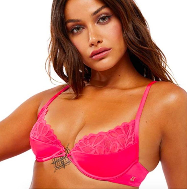 Savage Not Sorry Half Cup Bra with Lace in Black