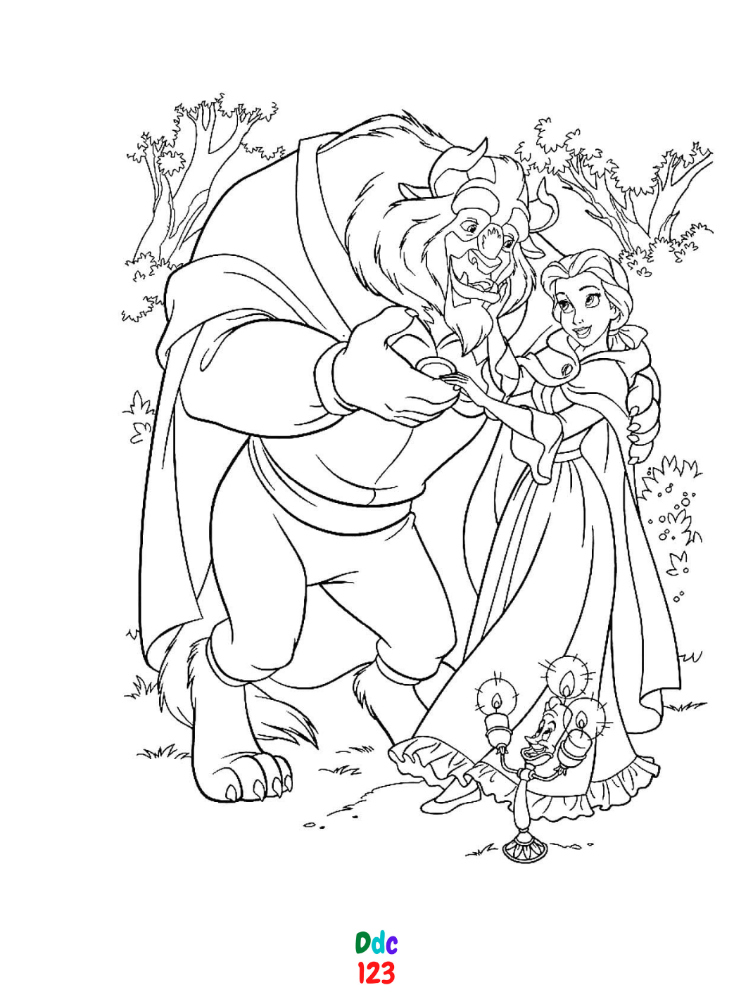Beauty and the Beast Coloring Pages for kids - DDC123