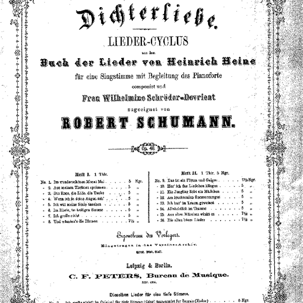 Robert Schumann’s Dichterliebe: Textual “Transparency” And Instrumental Irony