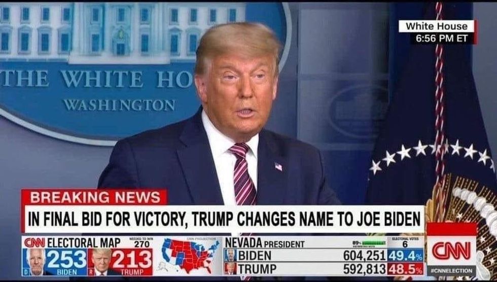 In Final Bid for victory, Trump Changes Name to Joe Biden