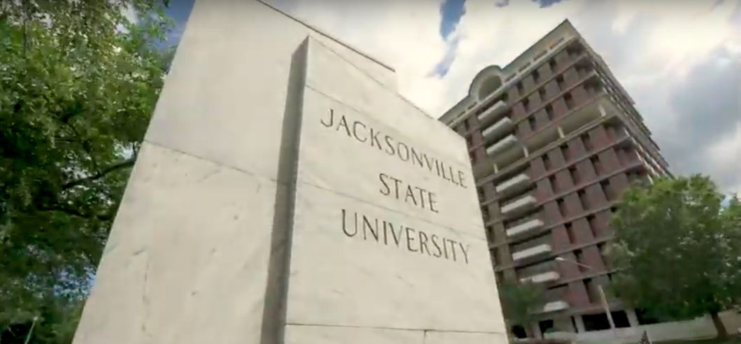 Jacksonville State University Sign and Houston Cole Library