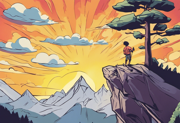 man achieves goal by scaling mountain for incredible view