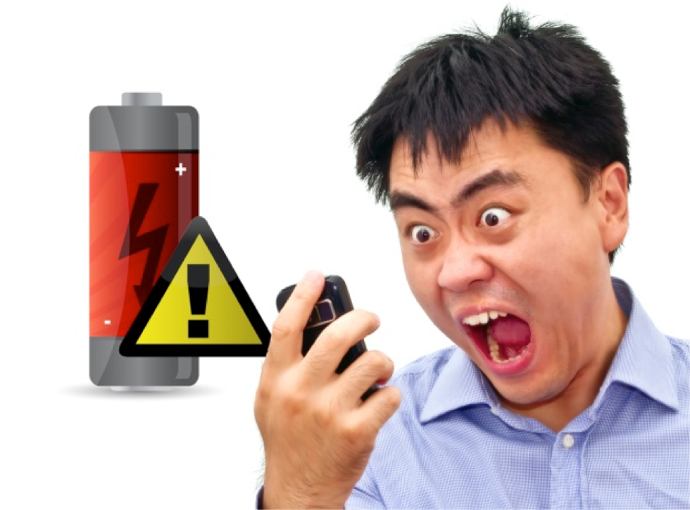 Man reacts to phone battery being near zero