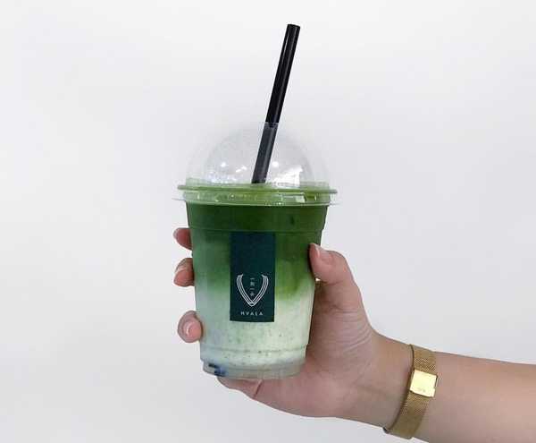 matcha, drink, hand