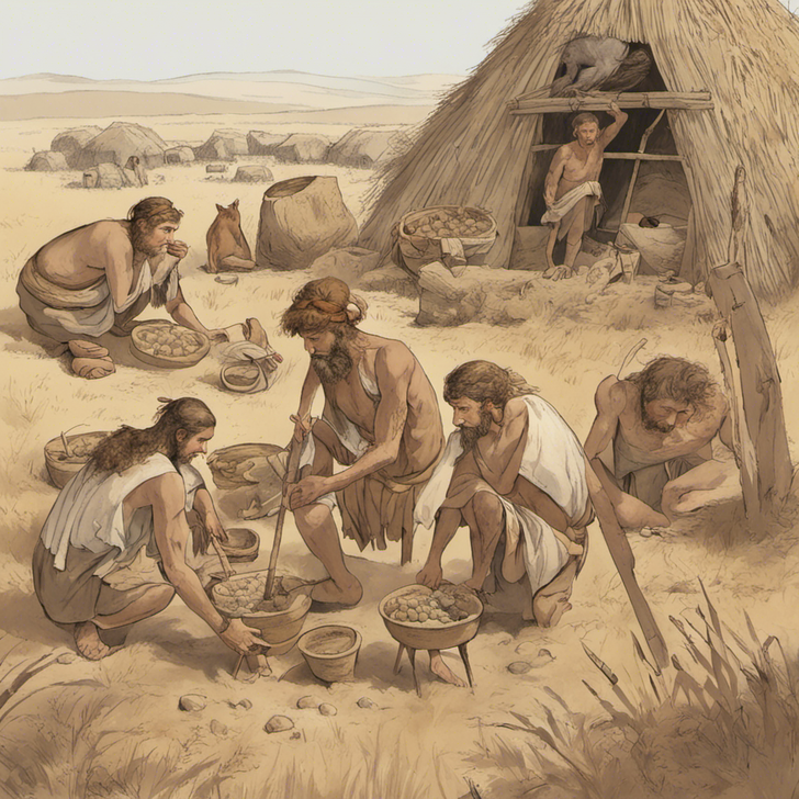 Men gather food on the cusp of the Neolithic Revolution