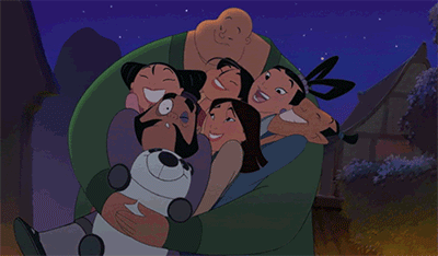 Mulan hugging