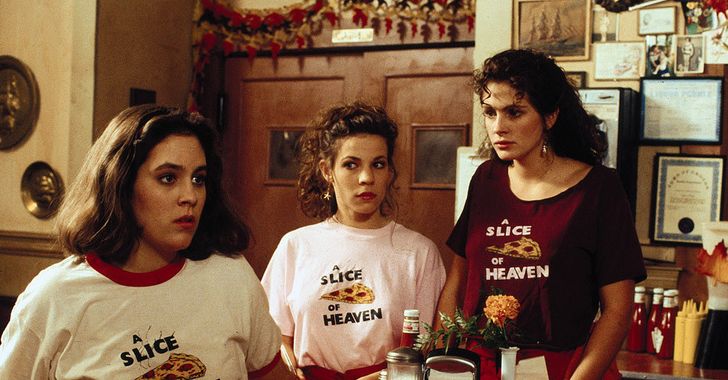 Mystic Pizza movie - three ladies in a pizza restaurant