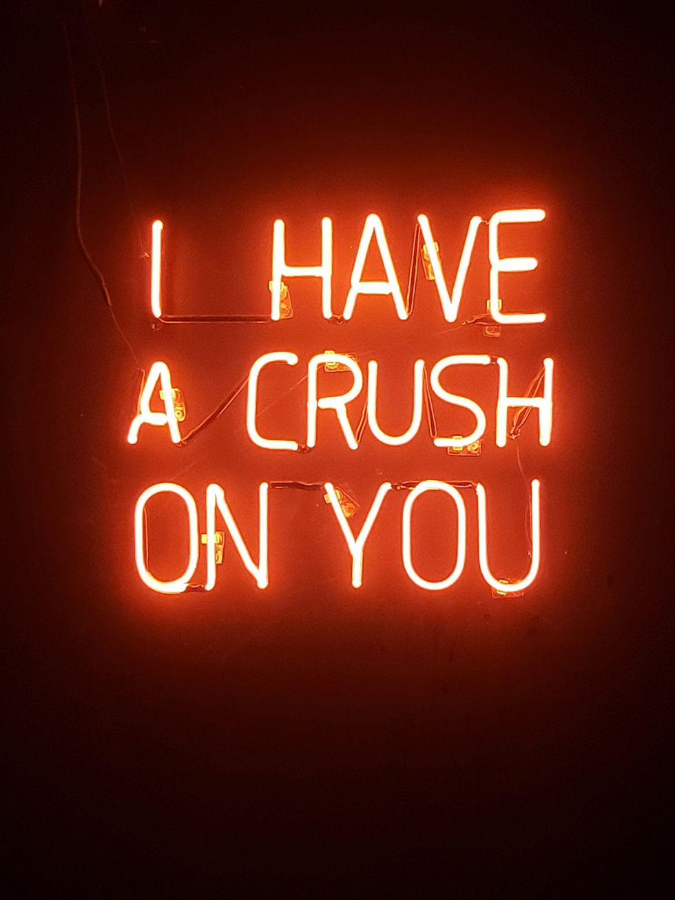 Neon orange I have a crush on you sign