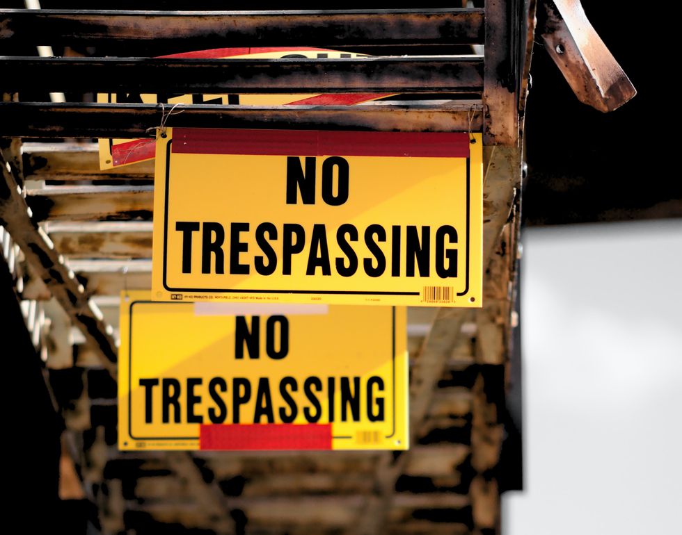 "No trespassing" signs.