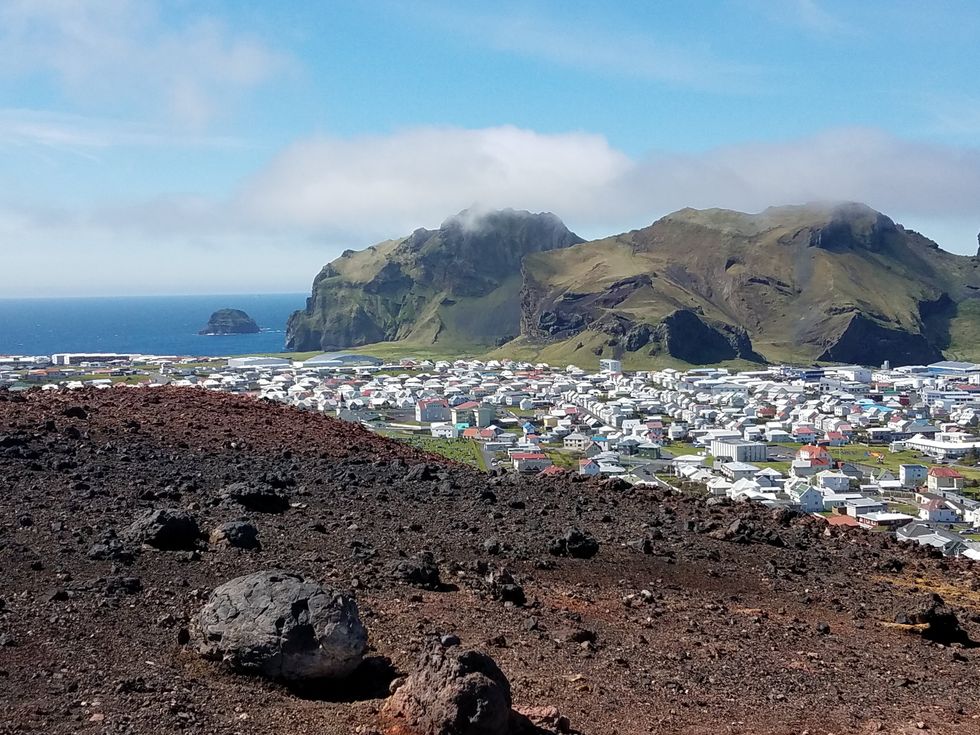 One view of Iceland from atop a mountain.