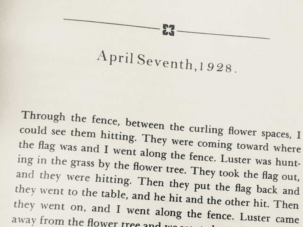 Opening line of The Sound and The Fury