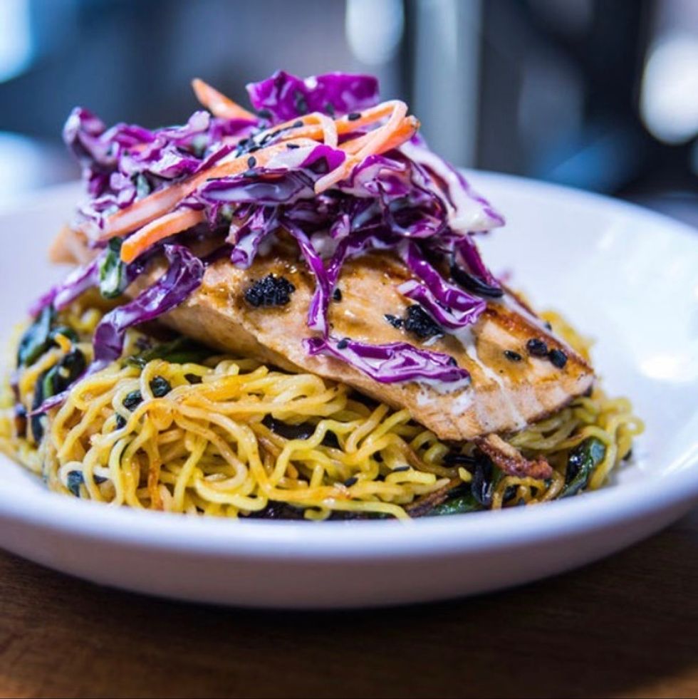 Pan Seared Salmon with Miso Noodles