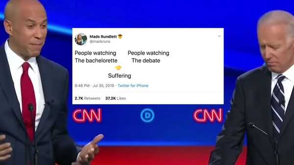 "People watching the bachelorette ...people watching the debate...suffering"