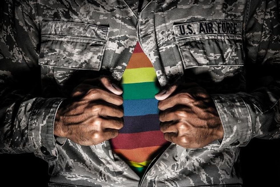 (pictured: army jacket opened to pride flag)